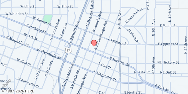 Map showing DeSoto Public Library at 125 North Hillsborough Avenue, Arcadia, FL