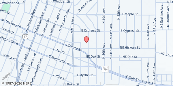 Map showing Memorial Elementary School at 851 East Hickory Street, Arcadia, FL