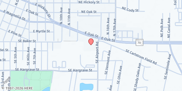 Map showing St. Paul Catholic Church at 1330 E. Oak St., Arcadia, FL