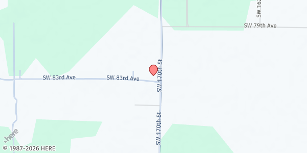 Map showing St. Peter Missionary Baptist Church at 17026 SW 83rd Ave, Archer, FL