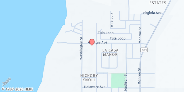 Map showing Astatula Foursquare Church dba The Warehouse at 13050 Georgia Ave., Astatula, FL