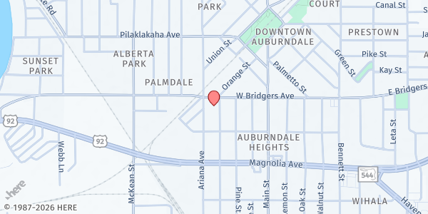 Map showing Orange Street Church of Christ at 310 Orange Street, Auburndale, FL