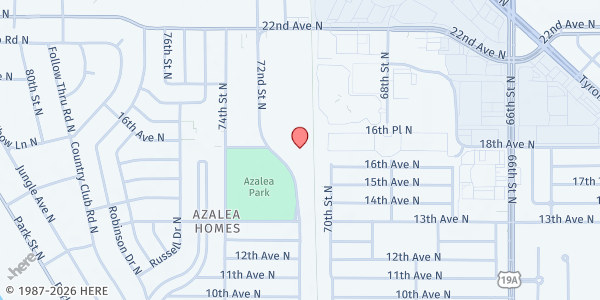 Map showing Azalea Recreation Center at 1600 72nd Street North, Azalea Homes, FL