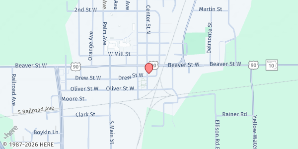 Map showing First Baptist Church of Baldwin at 97 Center Street, Baldwin, FL