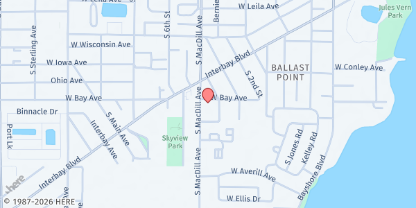 Map showing Victory Baptist Church at 6202 South MacDill Avenue, Ballast Point, FL