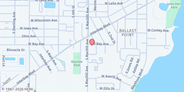 Map showing Victory Baptist (Victory over Poverty) at 6202 South MacDill Avenue, Ballast Point, FL