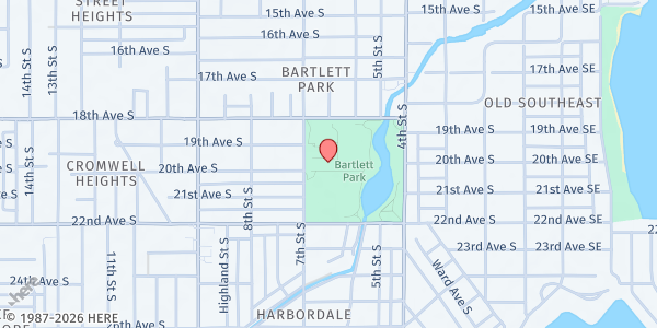 Map showing Frank Pierce Recreation Center at 2000 7th Street South, Bartlett Park, FL