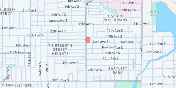 Map showing Greater Light AME Zion Church at 1400 Doctor Martin Luther King Junior Street South, Bartlett Park, FL