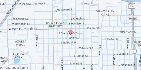 Map showing Church Service Center at 495 E Summerlin St, Bartow, FL