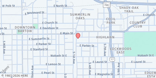 Map showing Endless Abilities 4 Disabilities - Bartow at 905 East Summerlin Street, Bartow, FL