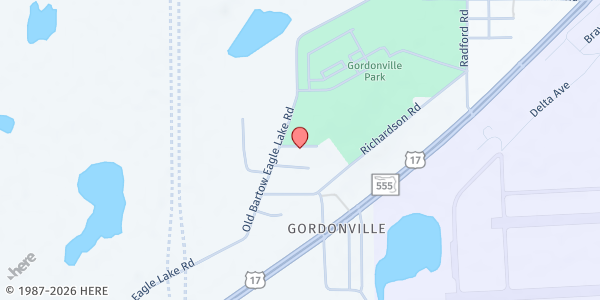 Map showing First Love COGIC at 4140 Church St., Bartow, FL