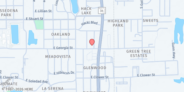 Map showing Mercy & Love Food Outreach at 1400 E. Georgia St., Bartow, FL