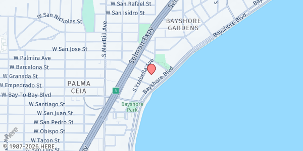 Map showing Congregation Rodeph Sholom at 2713 Bayshore Boulevard, Bayshore Gardens, FL