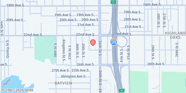 Map showing Foundation for a Healthy St. Pete - Bayview at 2333 34th Street South, Bayview, FL