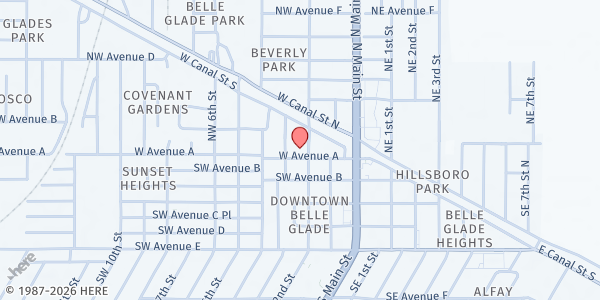 Map showing Farmworker Coordinating Council - Belle Glade at 233 W Ave A, Belle Glade, FL