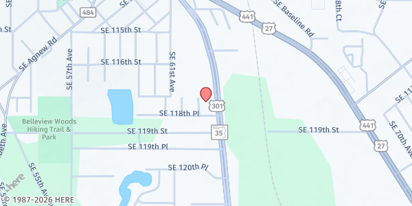 Map showing Iglesia de Dios Pentecostal MI Belleview at 11764 SE Nathan Mayo Hwy., Belleview, FL