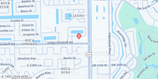 Map showing BOCA HELPING HANDS/CrossBridge Church - Judge Winikoff Road at 10101 Judge Winikoff Rd, Boca Raton, FL