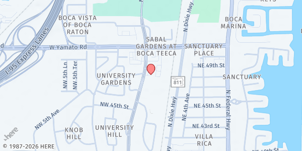 Map showing Casa Roca Boca Raton/Zoe Ministries at 4742 NW 2nd Ave., Boca Raton, FL