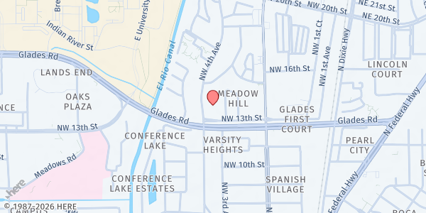Map showing Church of All Nations at 1300 NW 4th Ave, Boca Raton, FL