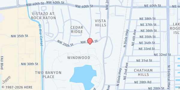 Map showing Sarepta French Seventh-Day Adventist Church at 300 NW 35th St., Boca Raton, FL