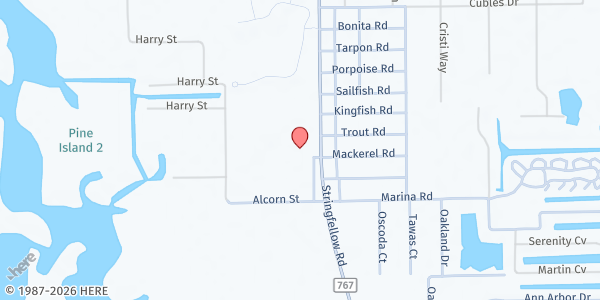 Map showing PINE ISLAND FOOD PANTRY at 12175 STRINGFELLOW RD, BOKEELIA, FL