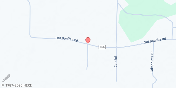 Map showing Caryville Baptist Church at 4217 Old Bonifay Rd., Bonifay, FL