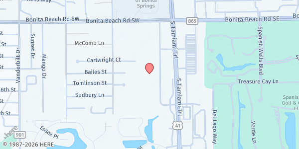 Map showing CATHOLIC CHARITIES OF BONITA SPRINGS at 28360 Beaumont Rd., Bonita Springs, FL