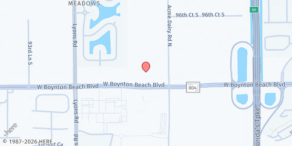 Map showing Caridad Center at 8645 Boynton Beach Blvd., Boynton Beach, FL