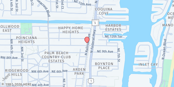 Map showing Good Samaritan Alliance Church at 425 NE 10th Ave., Boynton Beach, FL