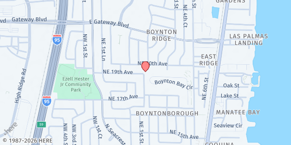 Map showing Vetsville Cease Fire House at 291 NE 19th Ave., Boynton Beach, FL