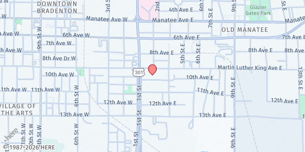 Map showing 201 Church of Christ at 201 10th Avenue East, Bradenton, FL