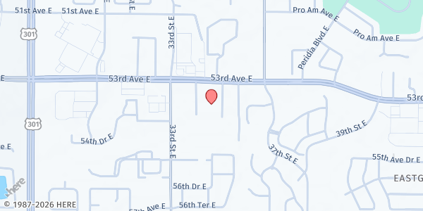 Map showing 53rd Church of Christ Food Pantry at 3412 53rd Ave. E., Bradenton, FL