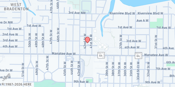 Map showing Christ Episcopal at 313 42nd St. W., Bradenton, FL