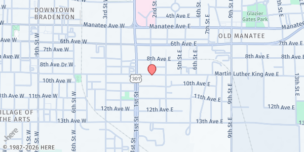 Map showing Church of Christ at 201 10th Avenue East, Bradenton, FL