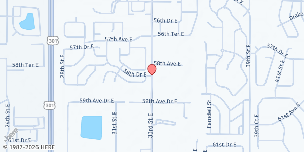 Map showing Community of Christ at 5817 33rd St E, Bradenton, FL