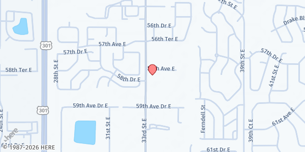 Map showing Community of Christ Bradenton at 5817 33rd St. E., Bradenton, FL