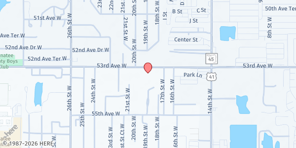 Map showing Dream Church at 1820 53rd Ave W, Bradenton, FL