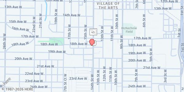 Map showing Hunger's End Pantry at 1802 14th St. W., Bradenton, FL