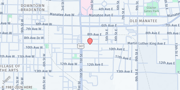 Map showing MLK Ministries at 204 Martin Luther King Ave E, Bradenton, FL