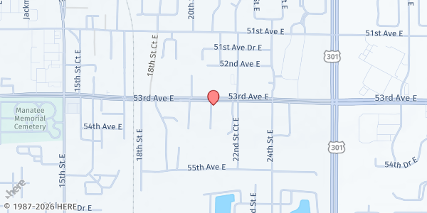 Map showing Oneco United Methodist Church at 2112 53rd Ave. E. Apt 4, Bradenton, FL