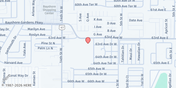 Map showing St. George's Episcopal Church at 912 63rd Ave. W., Bradenton, FL