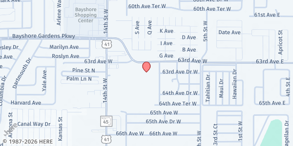 Map showing St. George's Episcopal at 912 63rd Ave W, Bradenton, FL