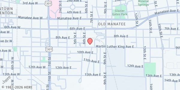 Map showing St. Stephen AME Church at 629 Martin Luther King Ave. E., Bradenton, FL