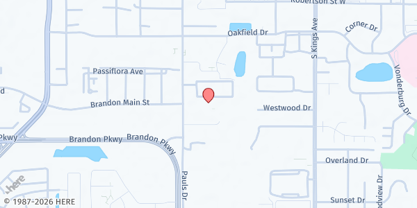 Map showing ARISE Church - Sozo Ministry at 401 Pauls Drive, Brandon, FL