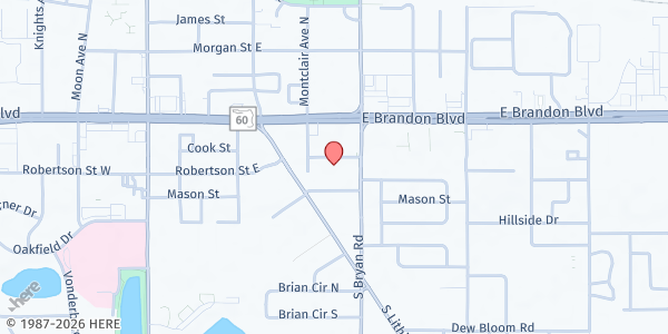 Map showing Bread of Refuge at 521 Wilbur St., Brandon, FL