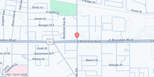 Map showing Grace Baptist Church at 114 Kingsway Road, Brandon, FL