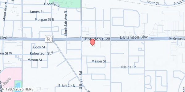Map showing Nativity Catholic Church Food Pantry at 705 E. Brandon Blvd., Brandon, FL