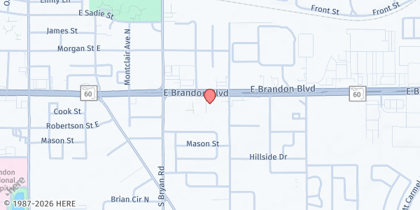 Map showing Nativity Outreach at 705 E Brandon Blvd, Brandon, FL
