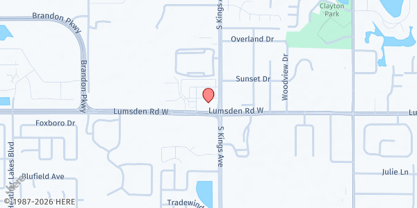 Map showing NEW DAY CHURCH at 732 West Lumsden Road, Brandon, FL