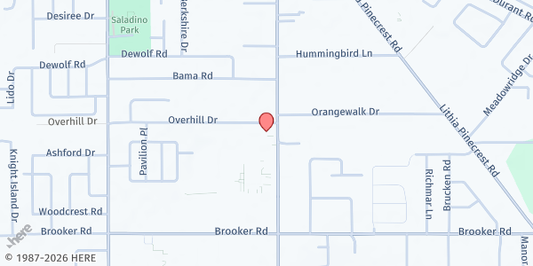 Map showing Real Hope @ Bell Shoals Church - Brandon at 2102 Bell Shoals Rd., Brandon, FL